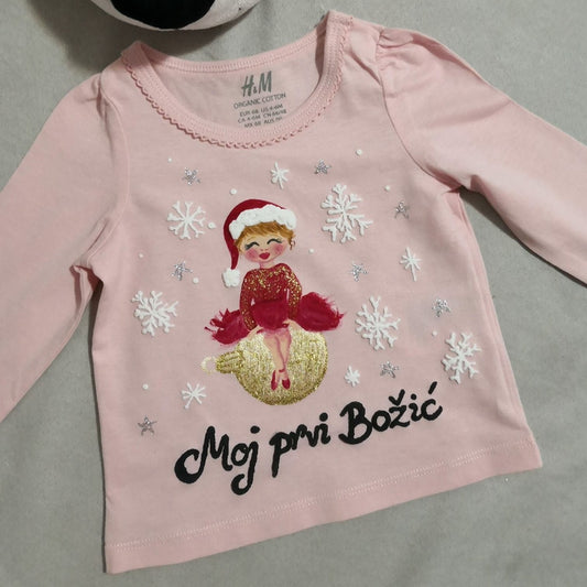 personalizirana ručno oslikana unikatna dječja majica božićna za Božić Moj prvi božić poklon za djecu bebe dijete posebno unikatno personalizirani unikatni pokloni